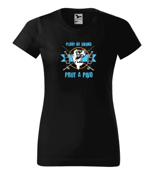 Dámské tričko Plány na víkend - prut a pivo