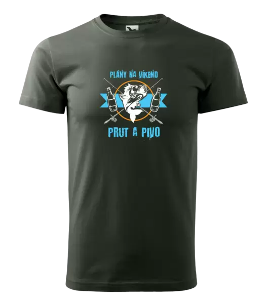 Pánské tričko Plány na víkend - prut a pivo