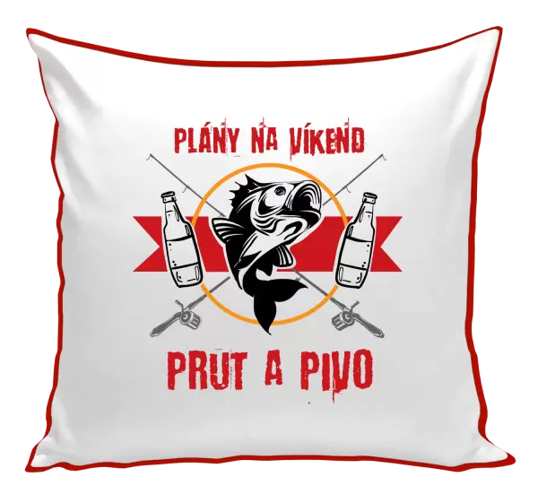 Polštář Plány na víkend - prut a pivo