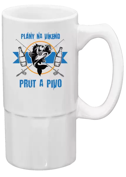 Půllitr Plány na víkend - prut a pivo