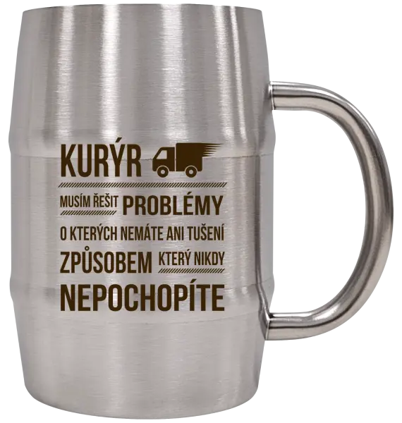 Nerezový chladicí půllitr Musím řešit problémy - kurýr