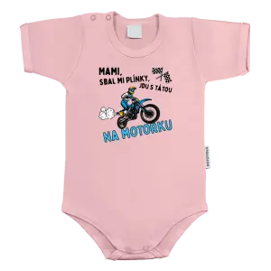 Dětské body s krátkým rukávem Mami sbal mi plínky - motorka