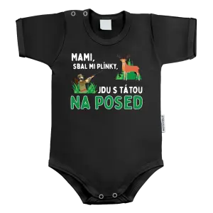 Dětské body s krátkým rukávem Mami sbal mi plínky - posed
