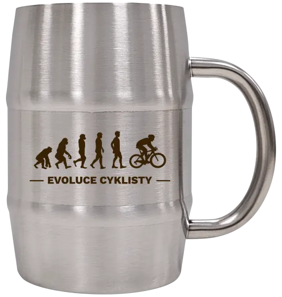 Nerezový chladicí půllitr Evoluce - cyklista