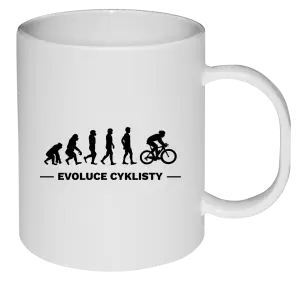 Plastový hrnek Evoluce - cyklista
