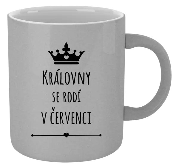 Metalický hrnek Královny se rodí v ...