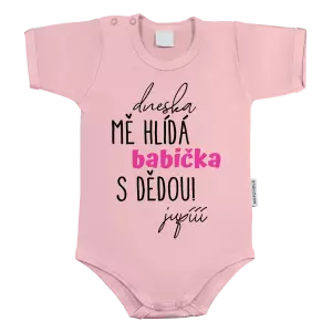 Dětské body s krátkým rukávem Dneska mě hlídá babička s dědou