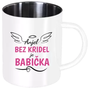 Nerezový hrnček Anjel bez kridel - babička 