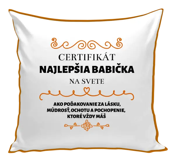 Vankúš Certifikát najlepšia babička na svete