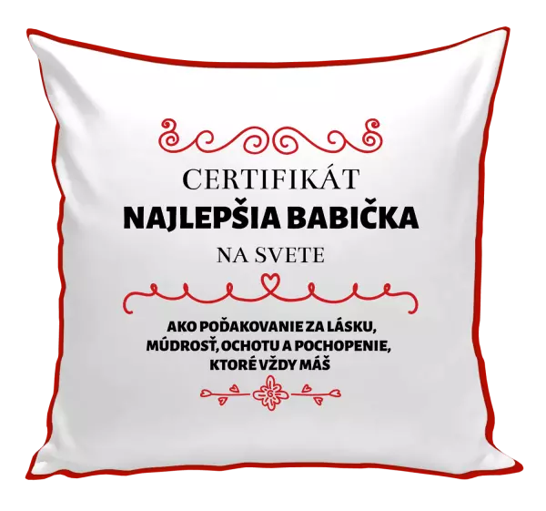 Vankúš Certifikát najlepšia babička na svete