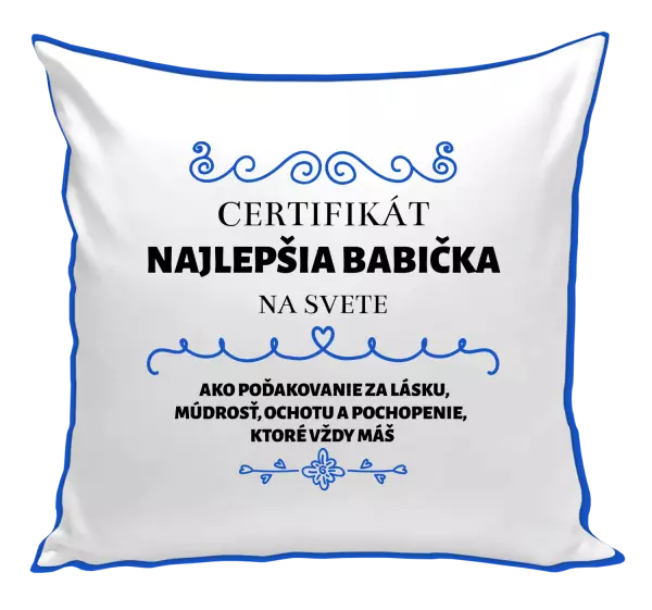 Vankúš Certifikát najlepšia babička na svete