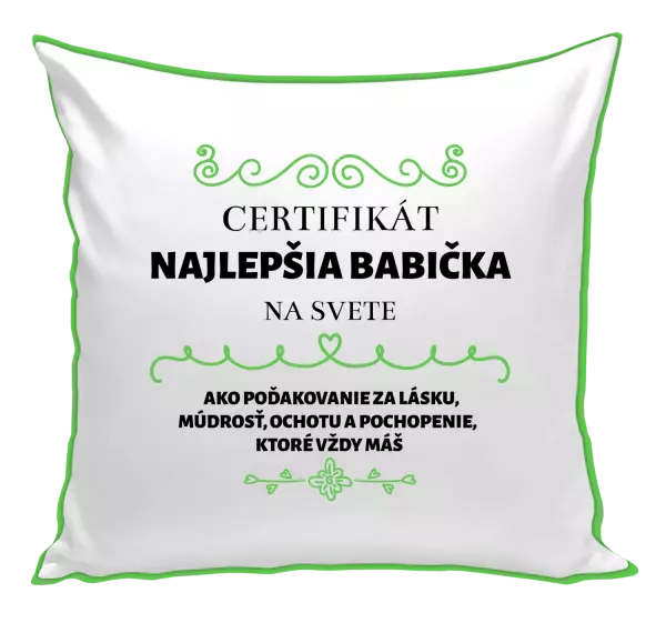 Vankúš Certifikát najlepšia babička na svete