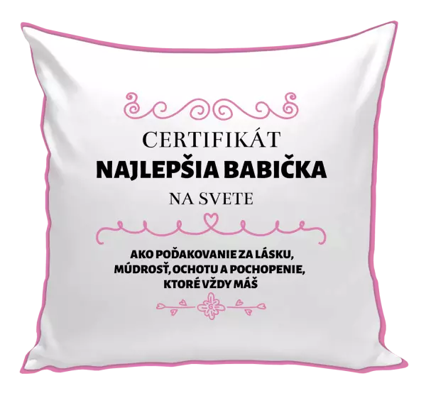 Vankúš Certifikát najlepšia babička na svete