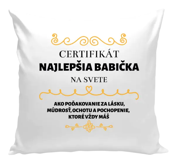 Vankúš Certifikát najlepšia babička na svete