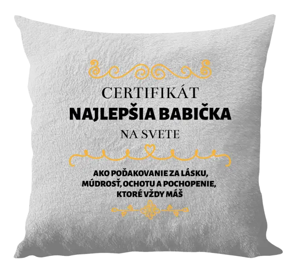 Vankúš Certifikát najlepšia babička na svete