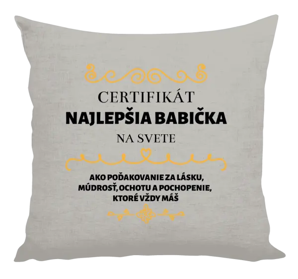 Vankúš Certifikát najlepšia babička na svete