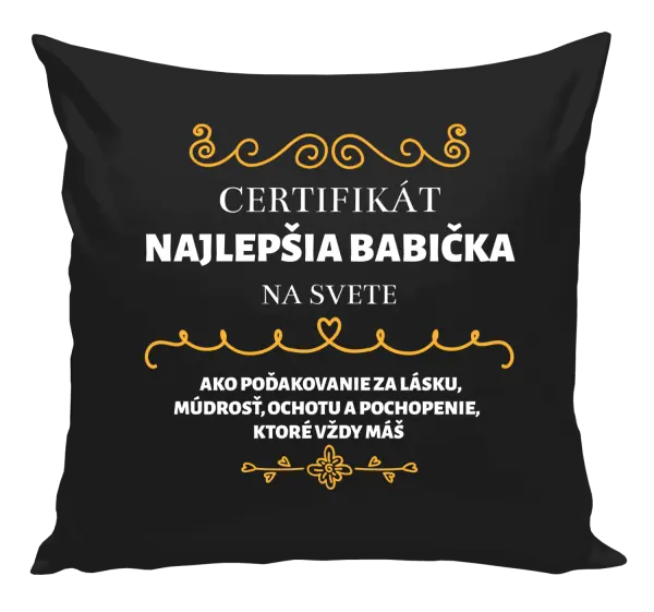 Vankúš Certifikát najlepšia babička na svete