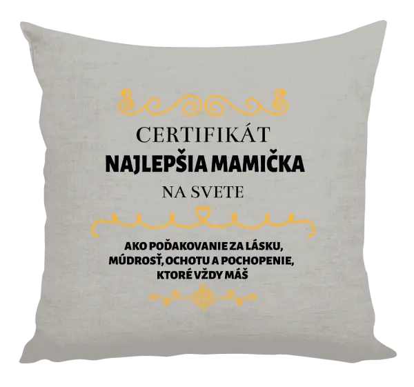 Vankúš Certifikát najlepšia mama na svete