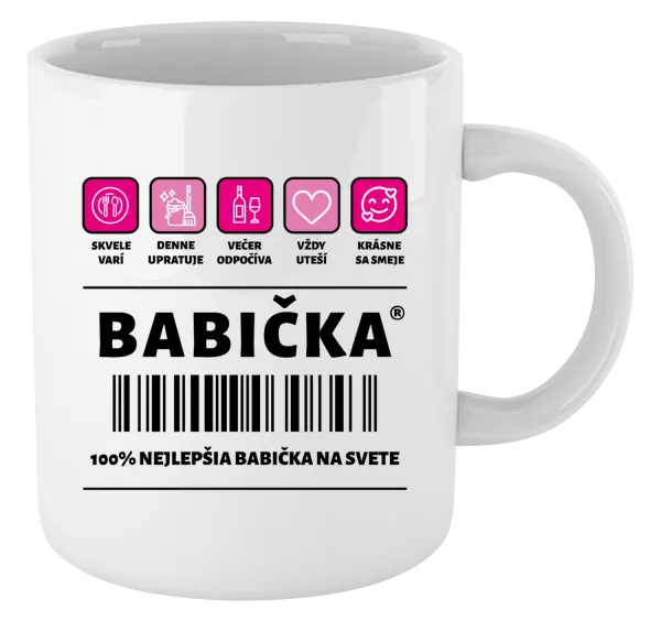 Hrnček Čiarový kód - babička 