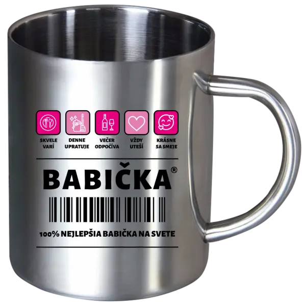 Nerezový hrnček Čiarový kód - babička 