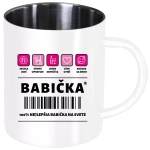 Nerezový hrnček Čiarový kód - babička 