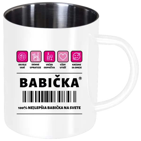 Nerezový hrnček Čiarový kód - babička 