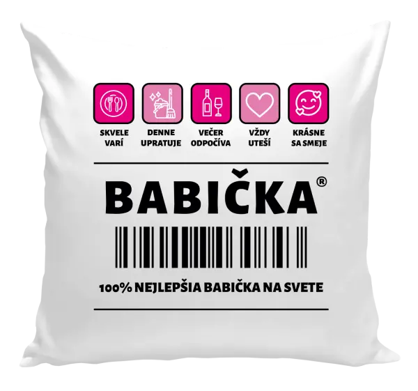 Vankúš Čiarový kód - babička 