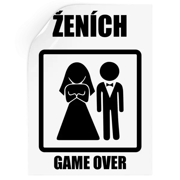 Samolepka Game over  - ženích 