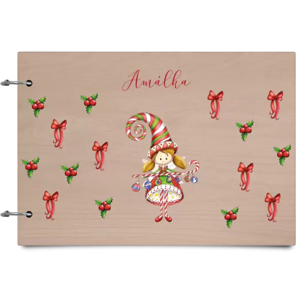 Drevený album so sponami Dievčatko vlastné meno