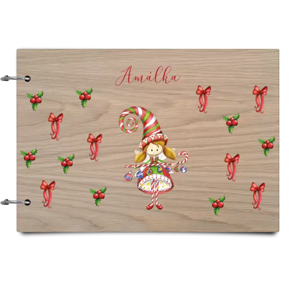 Drevený album so sponami Dievčatko vlastné meno