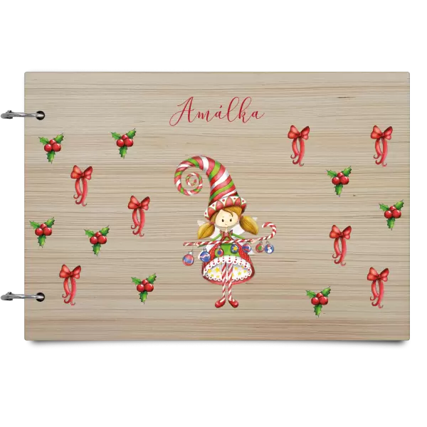 Drevený album so sponami Dievčatko vlastné meno