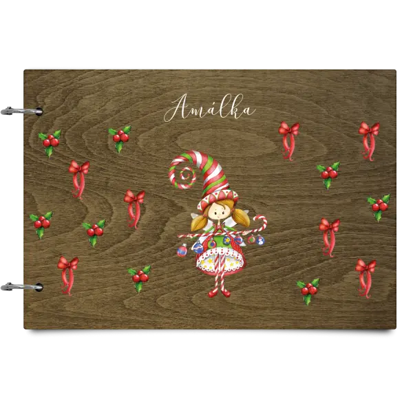 Drevený album so sponami Dievčatko vlastné meno