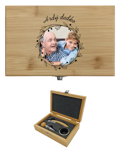 Drevená sada k vínu Hrdý dedko