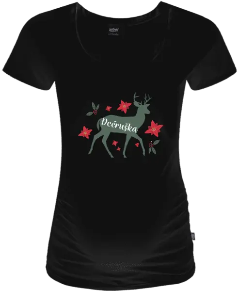 Vianočné tehotenské tričko Jeleň s kvetinami - dcéruška