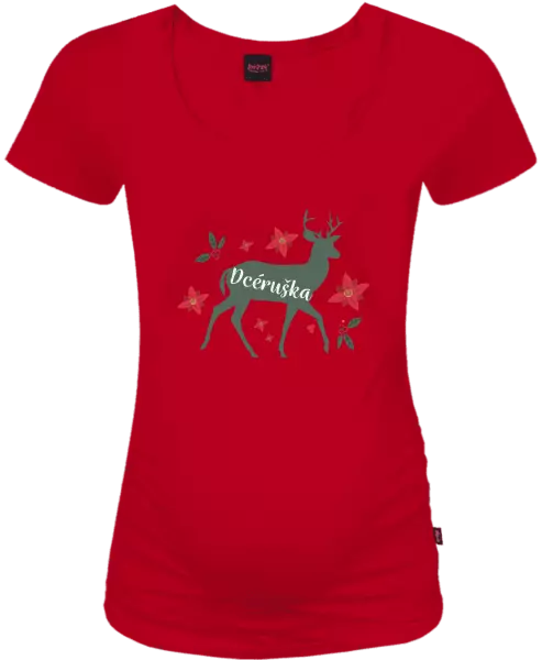 Vianočné tehotenské tričko Jeleň s kvetinami - dcéruška