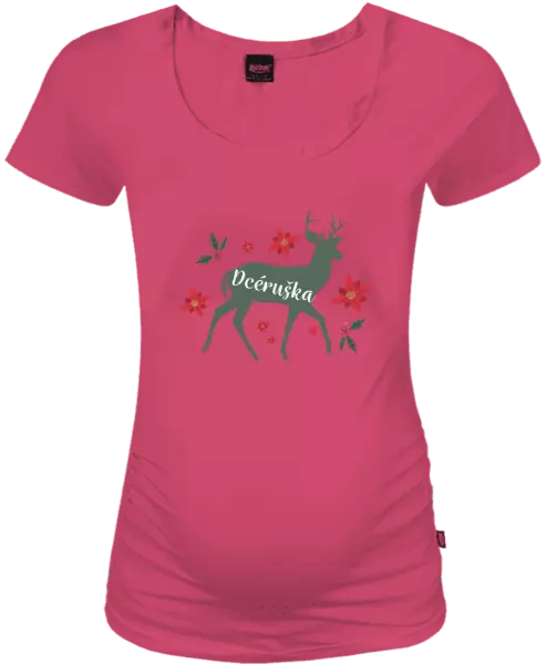 Vianočné tehotenské tričko Jeleň s kvetinami - dcéruška