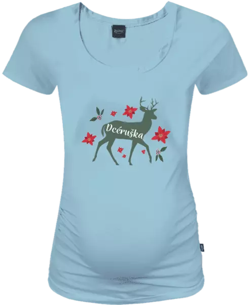 Vianočné tehotenské tričko Jeleň s kvetinami - dcéruška