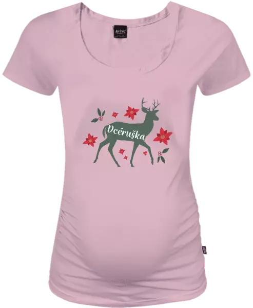 Vianočné tehotenské tričko Jeleň s kvetinami - dcéruška