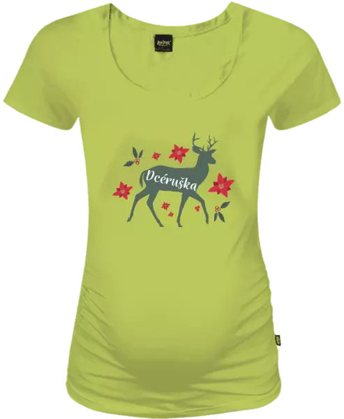 Vianočné tehotenské tričko Jeleň s kvetinami - dcéruška