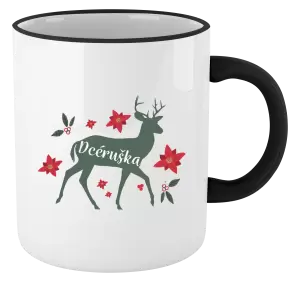 Vianočný hrnček Jeleň s kvetinami - dcéruška