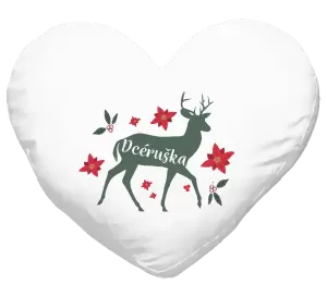 Vianočný vankúš Jeleň s kvetinami - dcéruška