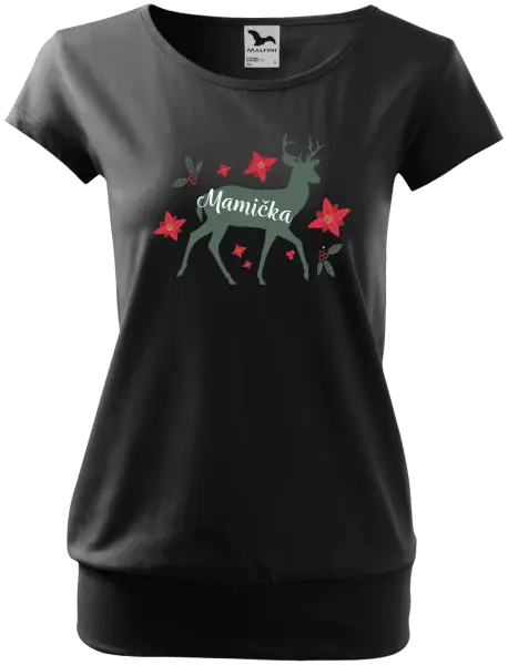Dámske vianočné tričko Jeleň s kvetinami - mamička