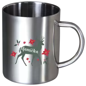 Nerezový hrnček Jeleň s kvetinami - mamička