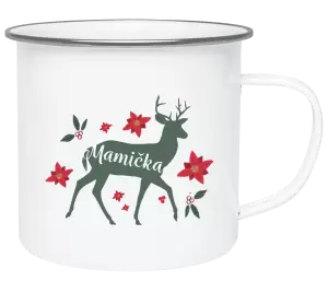 Vianočná plecháčik Jeleň s kvetinami - mamička