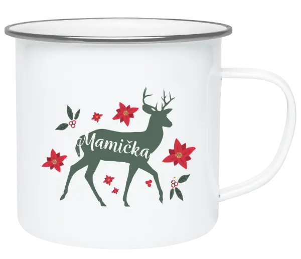 Vianočná plecháčik Jeleň s kvetinami - mamička