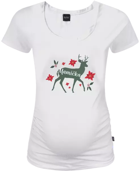 Vianočné tehotenské tričko Jeleň s kvetinami - mamička