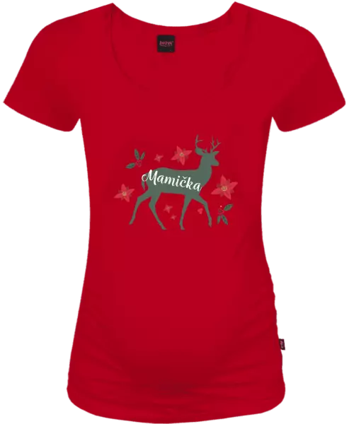 Vianočné tehotenské tričko Jeleň s kvetinami - mamička