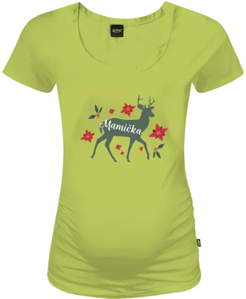 Vianočné tehotenské tričko Jeleň s kvetinami - mamička