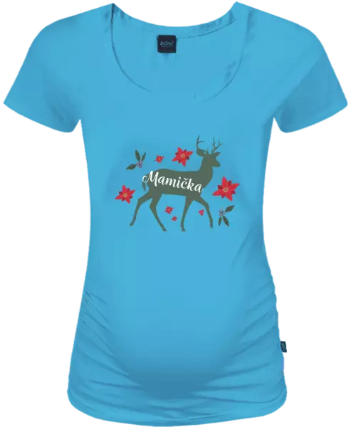 Vianočné tehotenské tričko Jeleň s kvetinami - mamička
