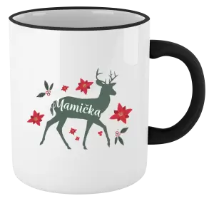 Vianočný hrnček Jeleň s kvetinami - mamička